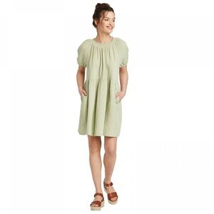 Universal Thread | XXL | Green Short-Sleeve Gauze Smocked Shift Dress